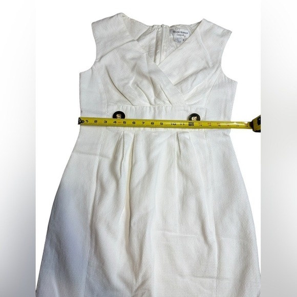 Helene Berman London Designer Dress Shift V Neck Chevron Yellow White Z 8 - Picture 5 of 12
